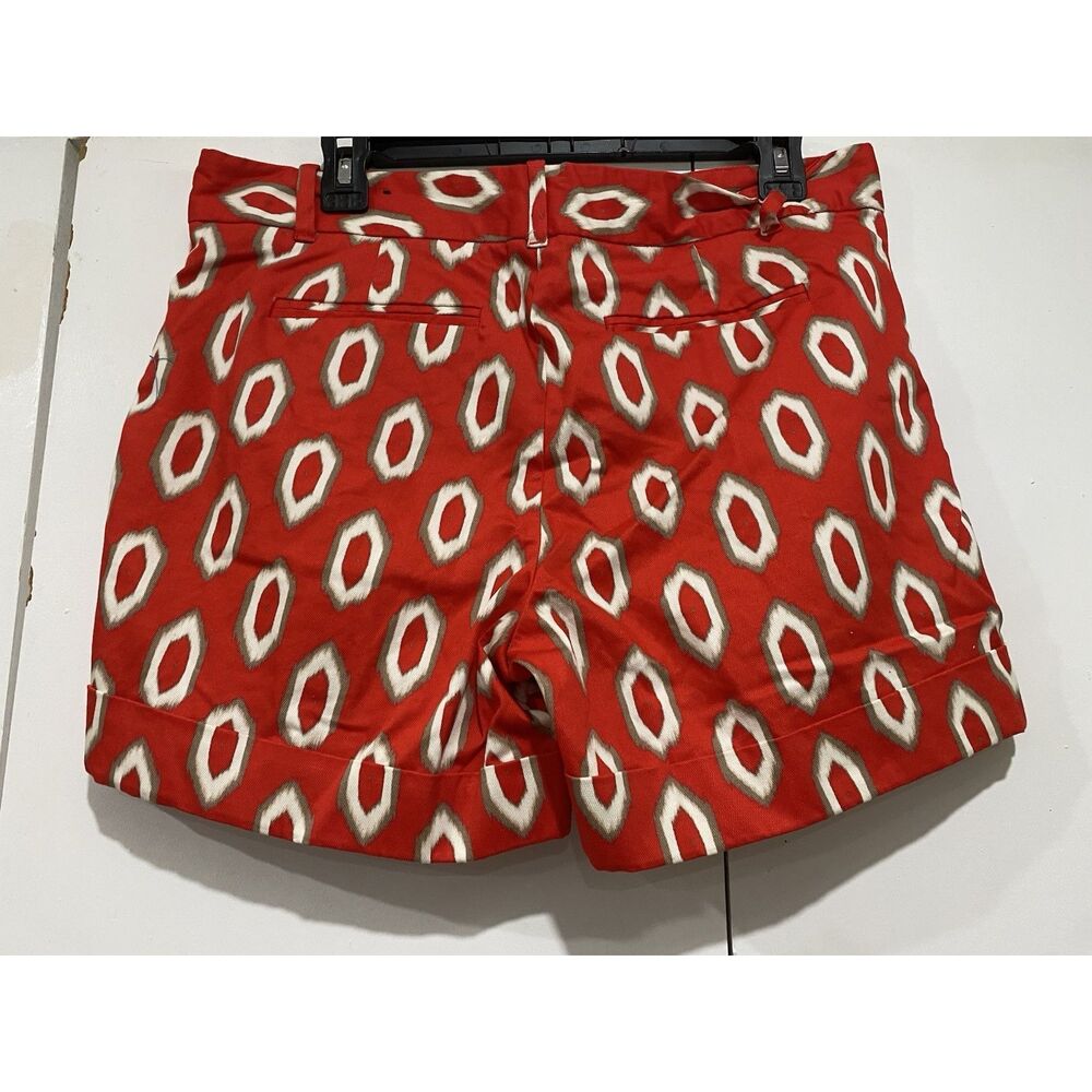 Attention Shorts Size 10 Orange Red Ikat Print Festival Summer Indie-Style Cuff - Picture 5 of 8